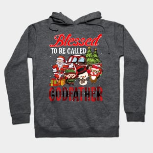 Blessed To Be Called Godfather Christmas Buffalo Plaid Truck Hoodie